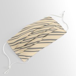 [ Thumbnail: Dim Gray & Tan Colored Striped/Lined Pattern Face Mask ]