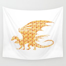 Dragon Silhouette Filled with Fiery Flames with Fiery Flames Wall Tapestry