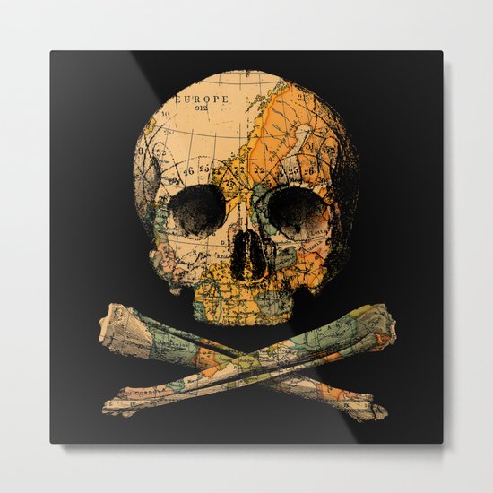 Treasure Map Skull Wanderlust Europe Metal Print
