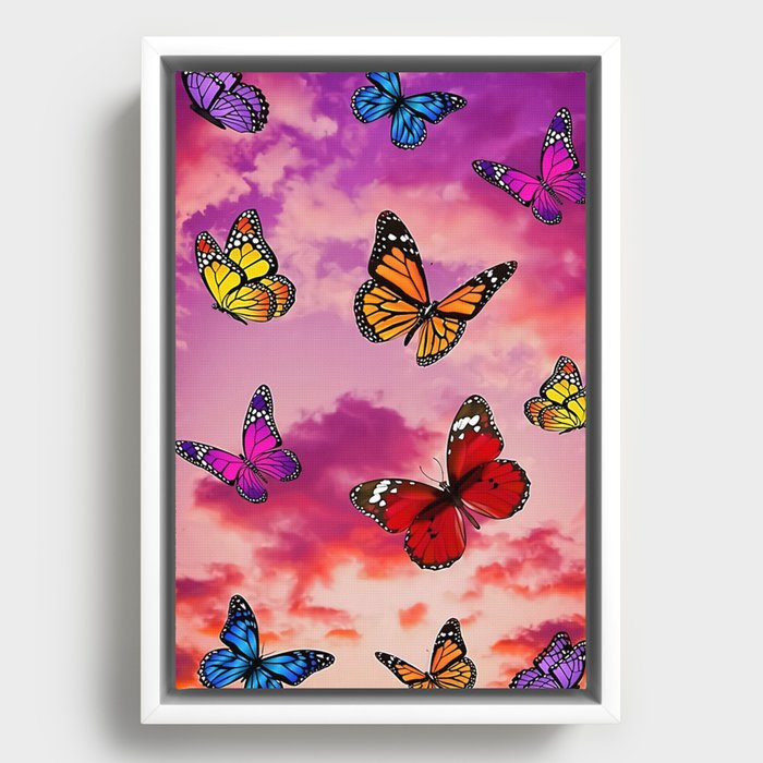 Butterflies in sky  Framed Canvas