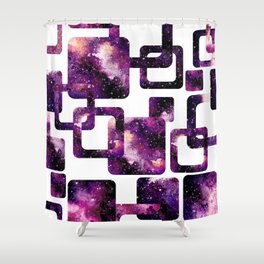 Galaxy Watercolor Abstract Rectangles Pattern Shower Curtain