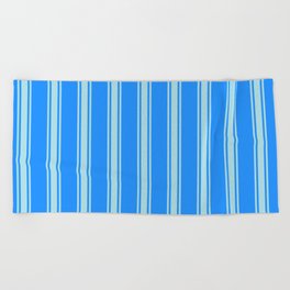 [ Thumbnail: Blue & Powder Blue Colored Lines/Stripes Pattern Beach Towel ]