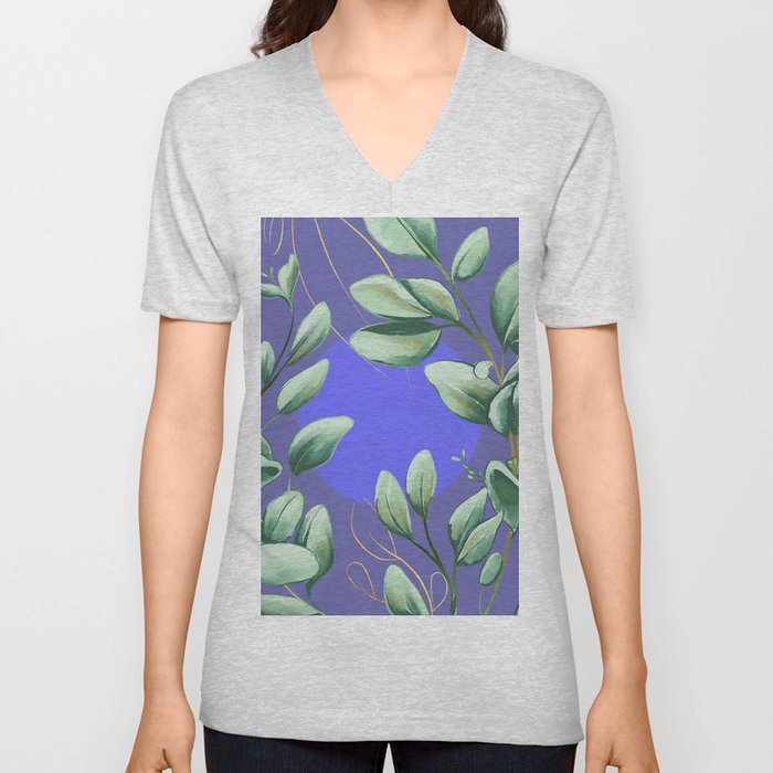 Midnight Wild Herb Garden Illustration V Neck T Shirt