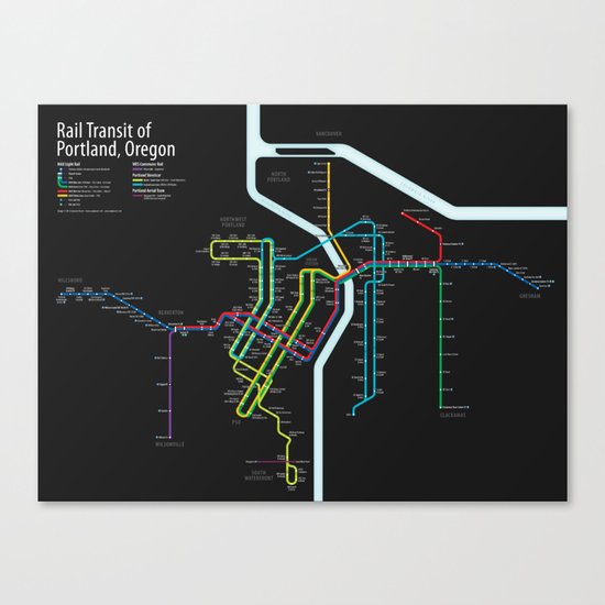 Rail Transit of Portland, Oregon Canvas Print