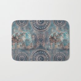 Elephant Ethnic Style Pattern Teal and Copper Badematte