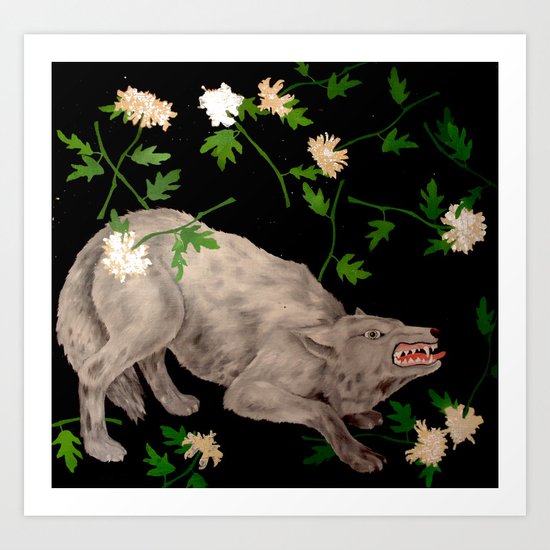 Wolf in ecstasy Art Print