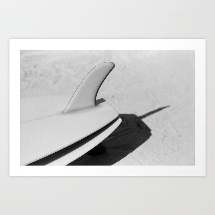 Fin Art Print | Photography, Film, Black-and-white, Longboard, Single-fin, Surfboard, Log, 35mm