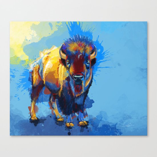 On the Plains - Bison painting Canvas Print