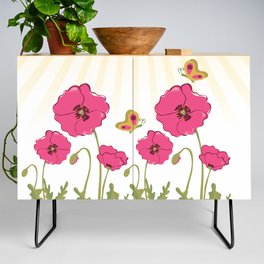 Poppy floral background  Credenza