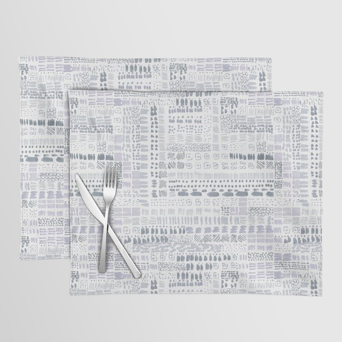 pastel lavender grey ink marks hand-drawn collection Placemat
