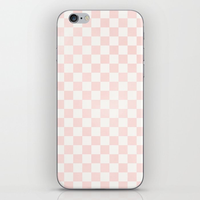 Blush Pink Coral Checkered Grid Line Drawing iPhone Skin