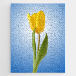 100% Artist Commissions Donated - Floral - Flowers Yellow Tulip Minimal Floral Nature Photo Jigsaw Puzzle
