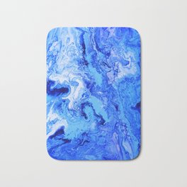 Blue Smoke Badematte | Bubbles, White, Acrylic, Painting, Dirtypour, Liquidflow, Smokey, Fluidart, Leclaire, Iridescent 