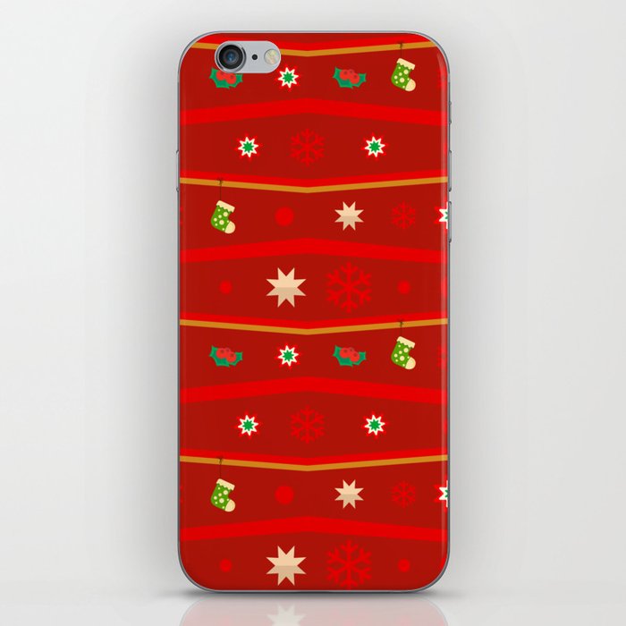 Christmas Pattern Retro Red Tiny Items iPhone Skin