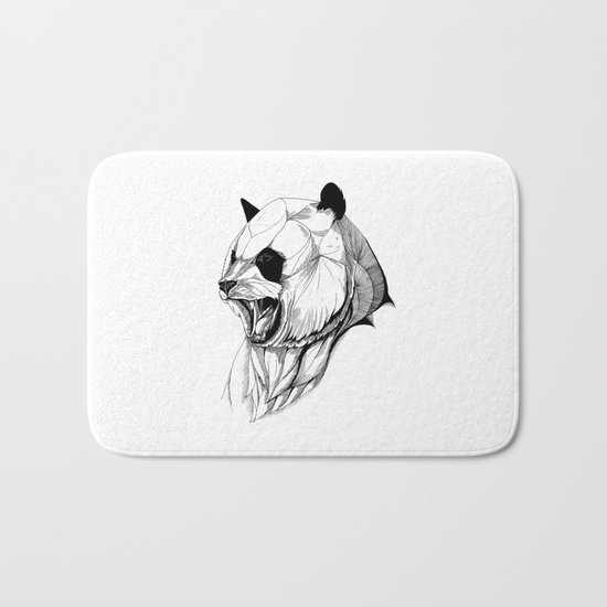 Angry panda (black stroke version for t-shirts) Bath Mat