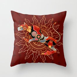 Red Lion Batik Throw Pillow
