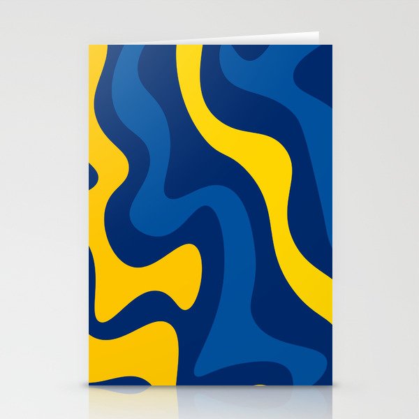 70s Abstract Retro Swirl Print - Golden Poppy and USAFA Blue Stationery Cards