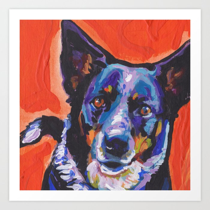Australian Cattle Dog Portrait Blue Heeler Colorful Pop Art