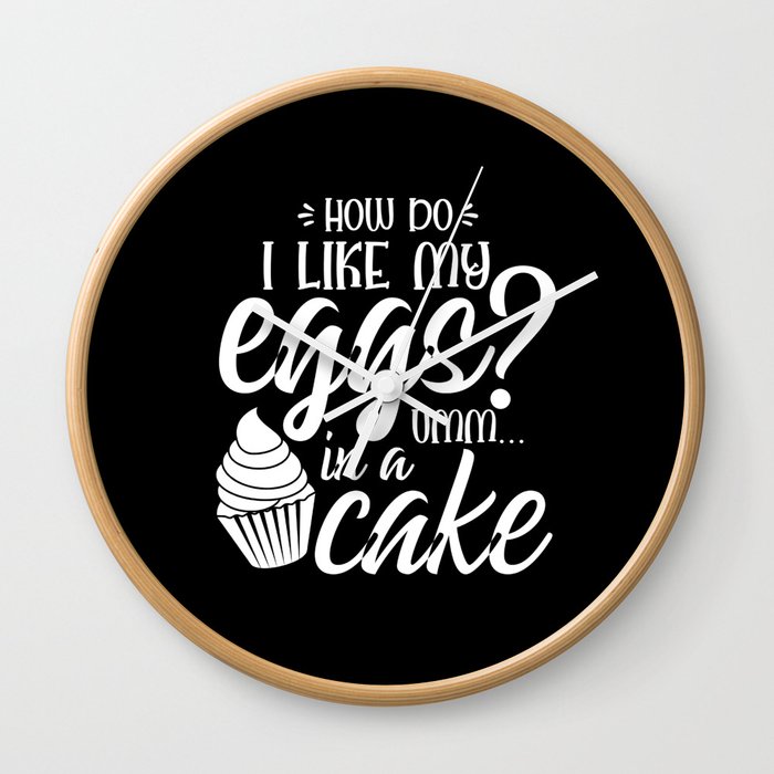 How Do I Like My Eggs Umm In A Cake Funny Wall Clock