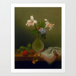 A Vase Of Corn Lilies And Heliotrope 1863 By Martin Johnson Heade | Reproduction Art Print