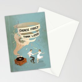 Gramophone couple swing dance Stationery Cards