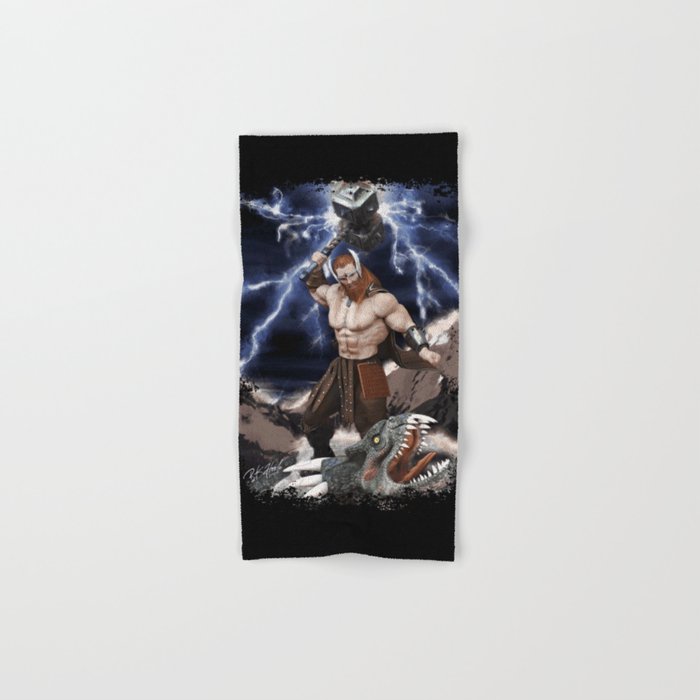 Thor Fantasy Art Print Hand Bath Towel By Anarkdesigns