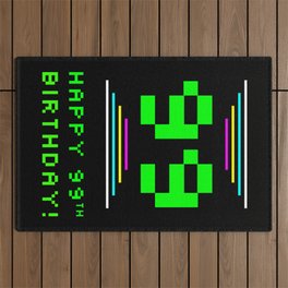 [ Thumbnail: 99th Birthday - Nerdy Geeky Pixelated 8-Bit Computing Graphics Inspired Look Outdoor Rug ]