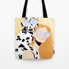 Fancy dog and a girl Tote Bag