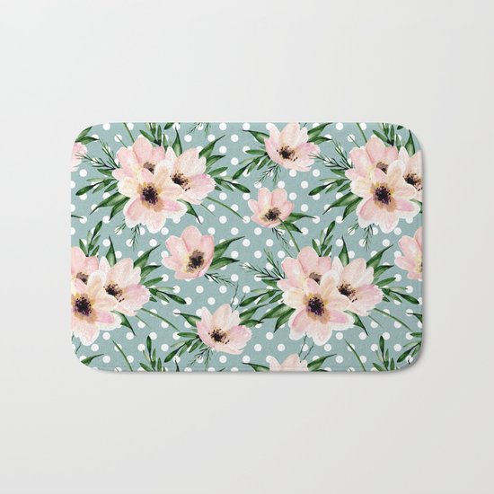 Vintage pattern. Watercolor flowers Bath Mat