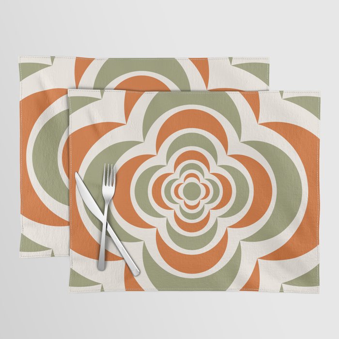 Floral Abstract Shapes 2 in Sage Green Orange Placemat