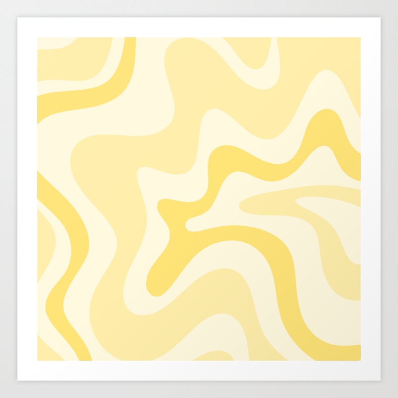 Retro Liquid Swirl Abstract Square in Soft Pale Pastel Yellow Art Print by  Kierkegaard Design Studio | Society6