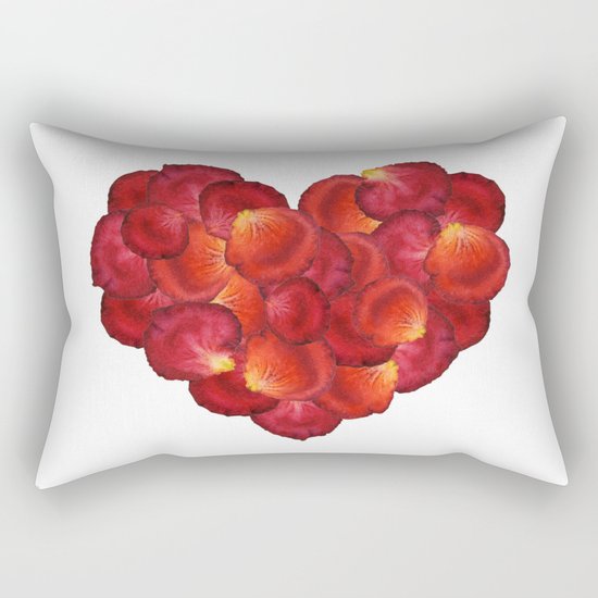 Red Petal Heart Rectangular Pillow