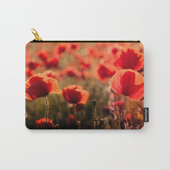 Fiery poppy field - Red Poppies Flowers Carry-All Pouch