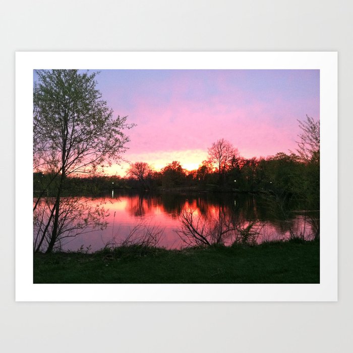 Sunset on St. Mary’s Lake Notre Dame Art Print