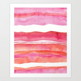 Watercolor summer pink and orange 002 Art Print