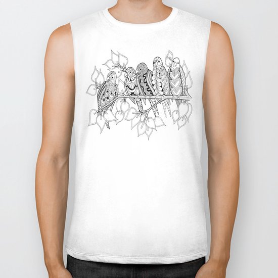 NOT Angry Birds - Zentangle Illustration Biker Tank
