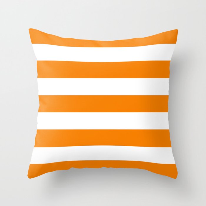 University of Tennessee Orange - solid color - white stripes pattern Throw Pillow