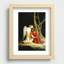 Carl Heinrich Bloch Angel With Jesus Christ Before Arrest in the Garden of Gethsemane Recessed Framed Print