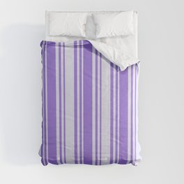 [ Thumbnail: Purple and Lavender Colored Striped Pattern Comforter ]