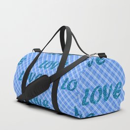 Glitter Blue And Plaid Trendy Modern Love Collection Duffle Bag