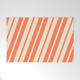 [ Thumbnail: Coral & Beige Colored Pattern of Stripes Welcome Mat ]