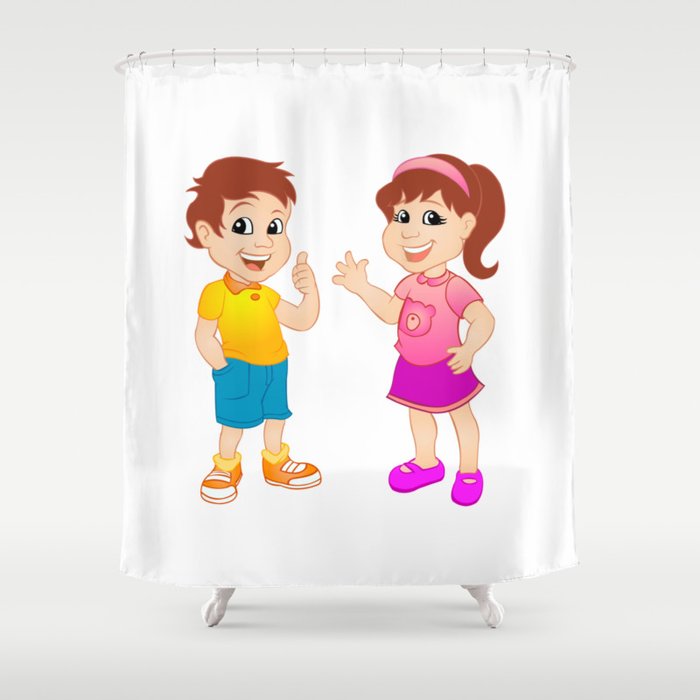 Boy And Girl Shower Curtain By Mario S, Boy And Girl Shower Curtain