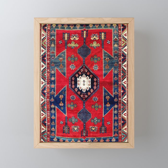 Kazak Southwest Caucasus Rug Framed Mini Art Print
