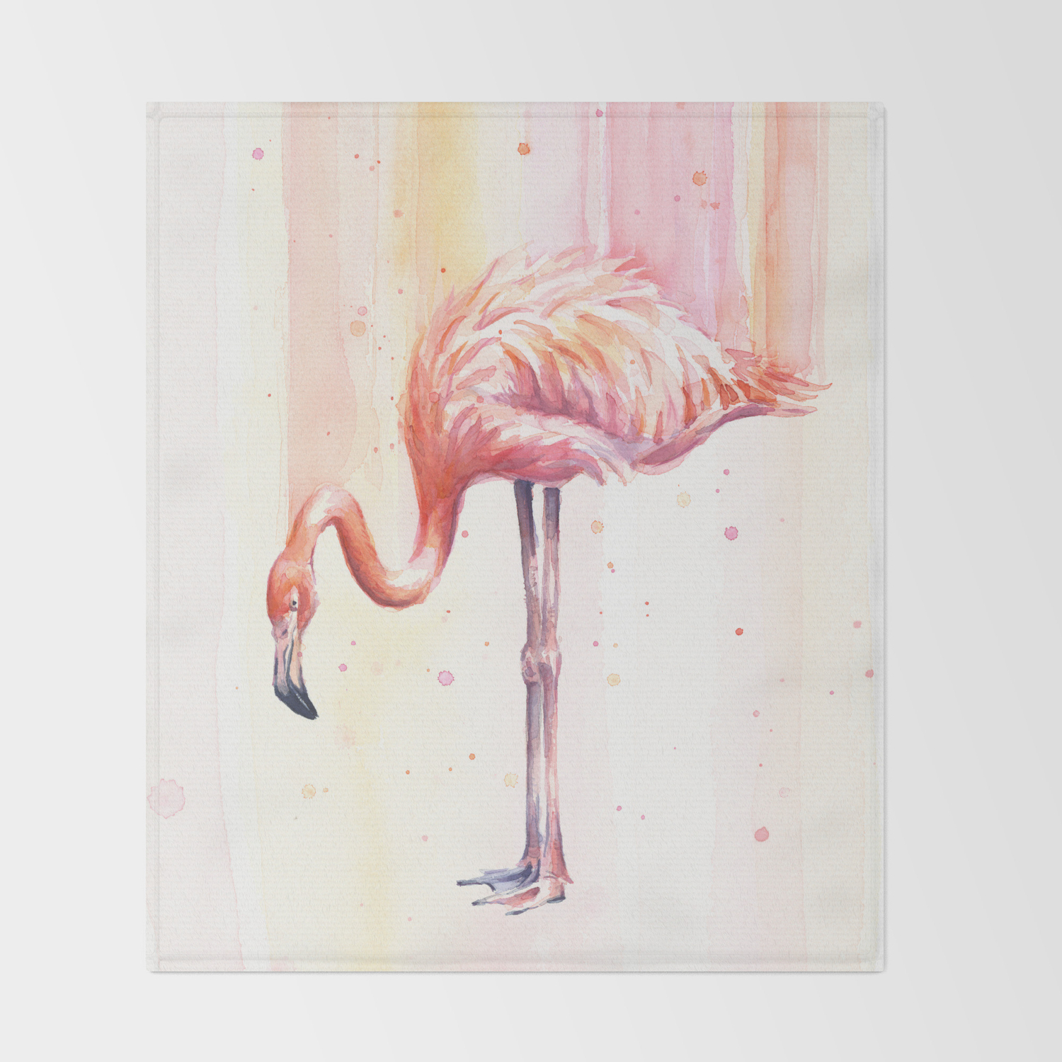 Flamingo Watercolor Flamingo Painting Throw Blanket By Olechka