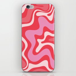 Retro Liquid Swirl Abstract Pattern Cherry Red Pink iPhone Skin