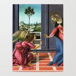 1498 Archangel Gabriel visits Mary to announce birth of Jesus Italian Renaissance Tempera on panel painting by Botticelli Poster