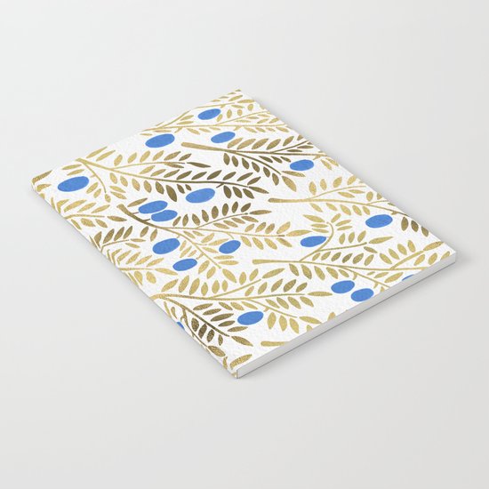 Olive Branches – Gold & Blue Notebook