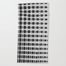 Black and White Geometrical Grid Line Pattern Beach Towel