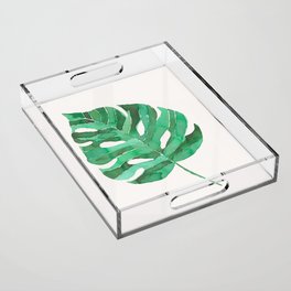 Monstera leaf  Acrylic Tray by RanitasArt