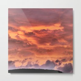 Spectacular Sunset over a Scottish Highlands Pine Forest, in I Art Metal Print
